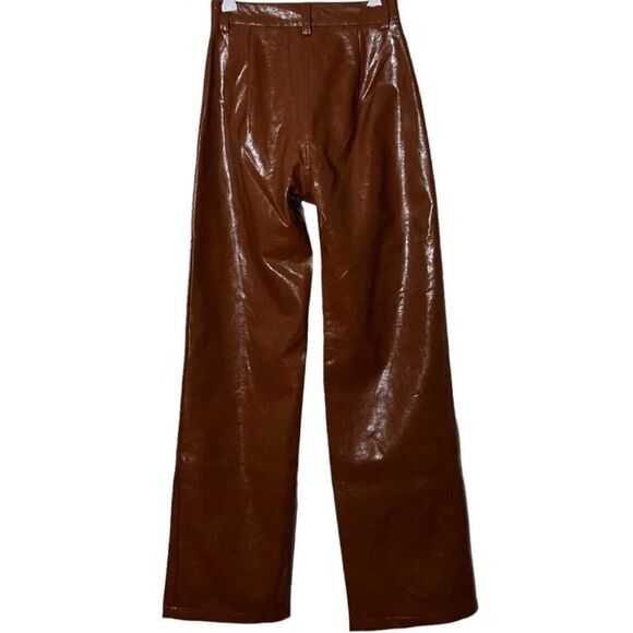 Cotton On Womens Vegan Leather High Rise Medium Brown Party Pants NWT US 20 - Picture 4 of 7